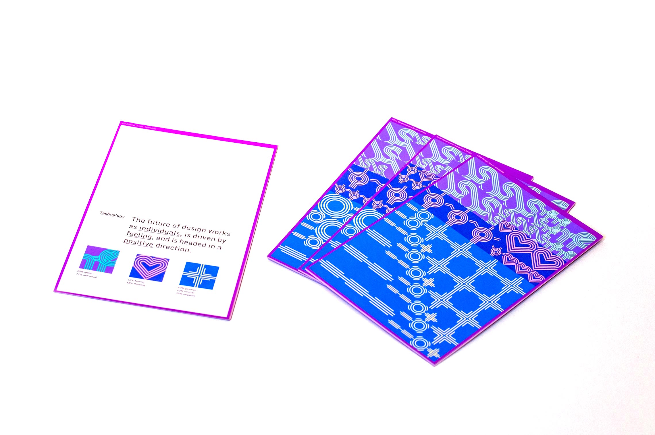 fanned out cards next to a single card showing the other side
